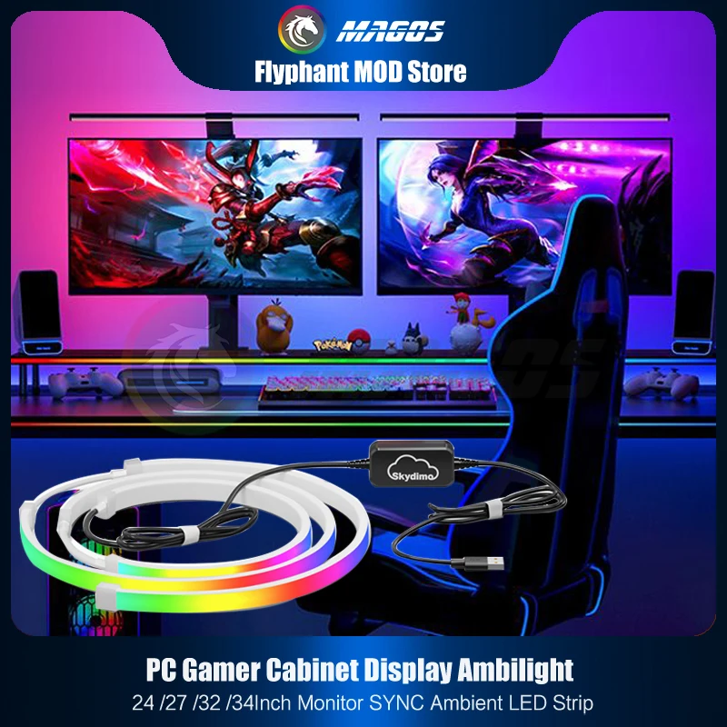 Skydimo-luces Ambilight para PC, tira RGB ambiental para Gamer, pantalla de ordenador de escritorio, AURA LED, 5V, USB, Control de Software