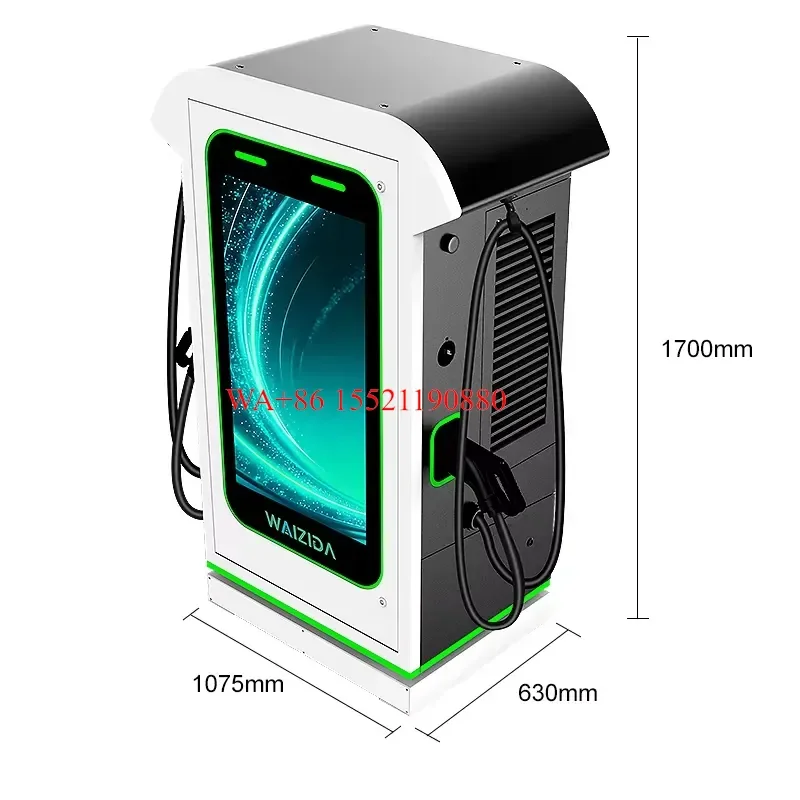 WMWMNU 80kw 43 Inch Advertising Screen DC EV Charger Floor Stand IP54 Dual Gun Charging Station for Commercial Use