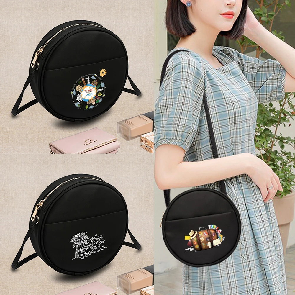 

2025 New Women Round Crossbody Bag Coin Purse Cosmetic Organizer Handbags Travel Series Commuting Single Shoulder Pack