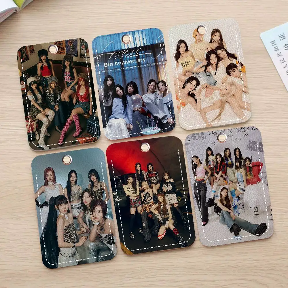 Korea Kpop Band F-fromis_9 Card Holders Student ID Card Protective Cover Cases Student Campus Access Cards Key Chain Anti-lost