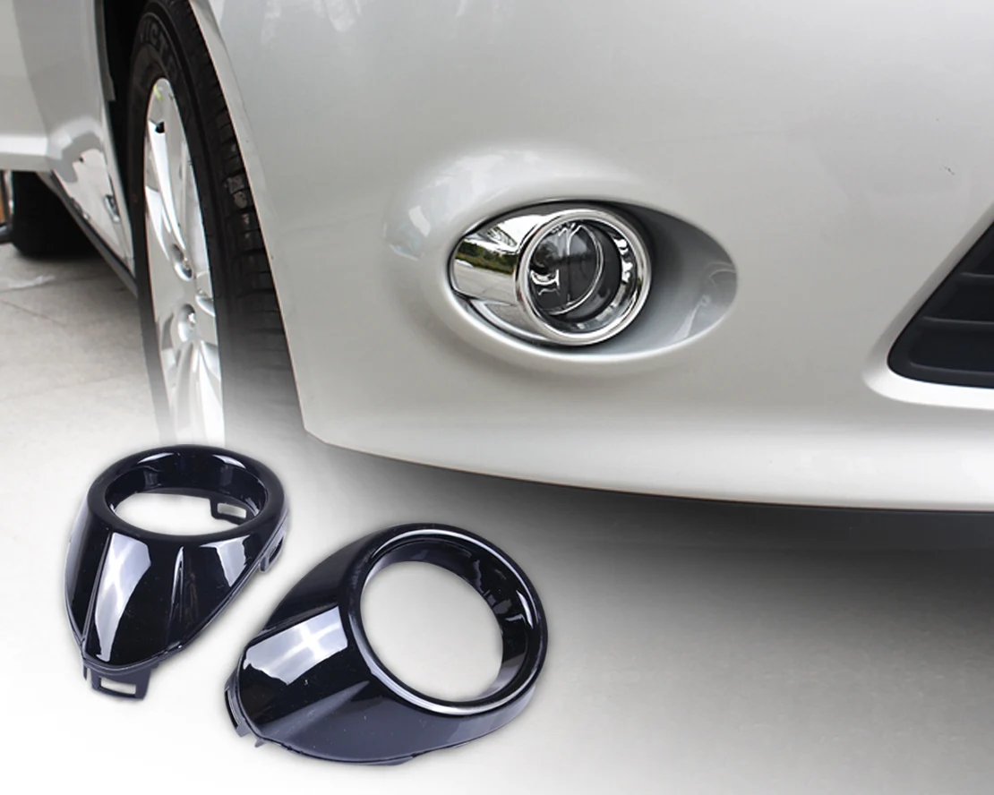 2 pz Plastica ABS Nera Con Vernice Lucida Anteriore Destra e Sinistra Fendinebbia Lampada Telaio di Copertura Trim Misura Per Ford Focus 2012