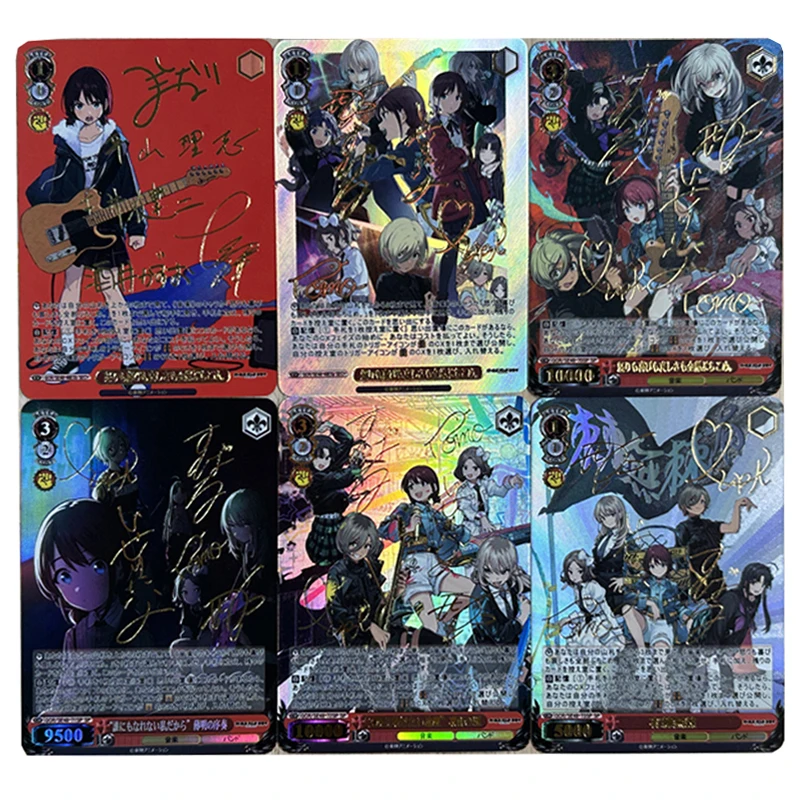 

6pcs/set Girls Band Cry DIY self-made Hot stamping signature Color Flash Card ACG Anime Game Collection Card Gift Toy