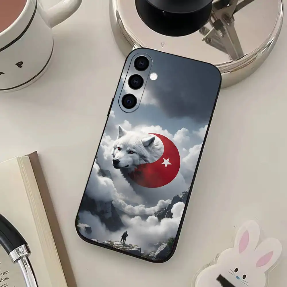 Turkey Flag bozkurt Turk Wolf Phone Case For Samsung Galaxy A73,A72,A71,A70,A53,A52,A51,Soft Silicone Black Cover