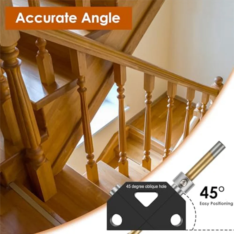 

High Quality-45° Angle Drill Guide Jig Aluminum Dowel Jig Kit Woodworking Joint Angle Tool For Angled Dowel Joint(A 8.0 Diamond