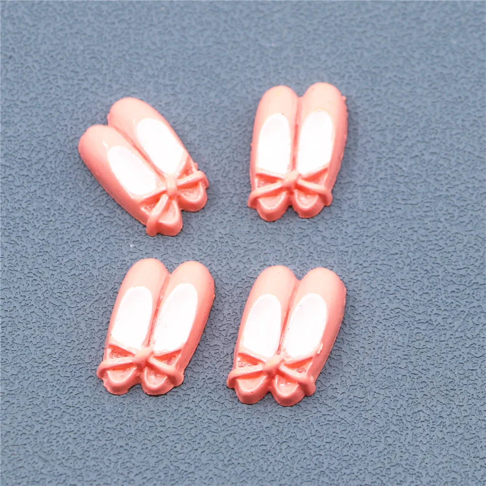 10pcs Korea Pink Ballet Shoes Resin Cabochons Flatbacks for Girl Hair Bow Center Crafts DIY