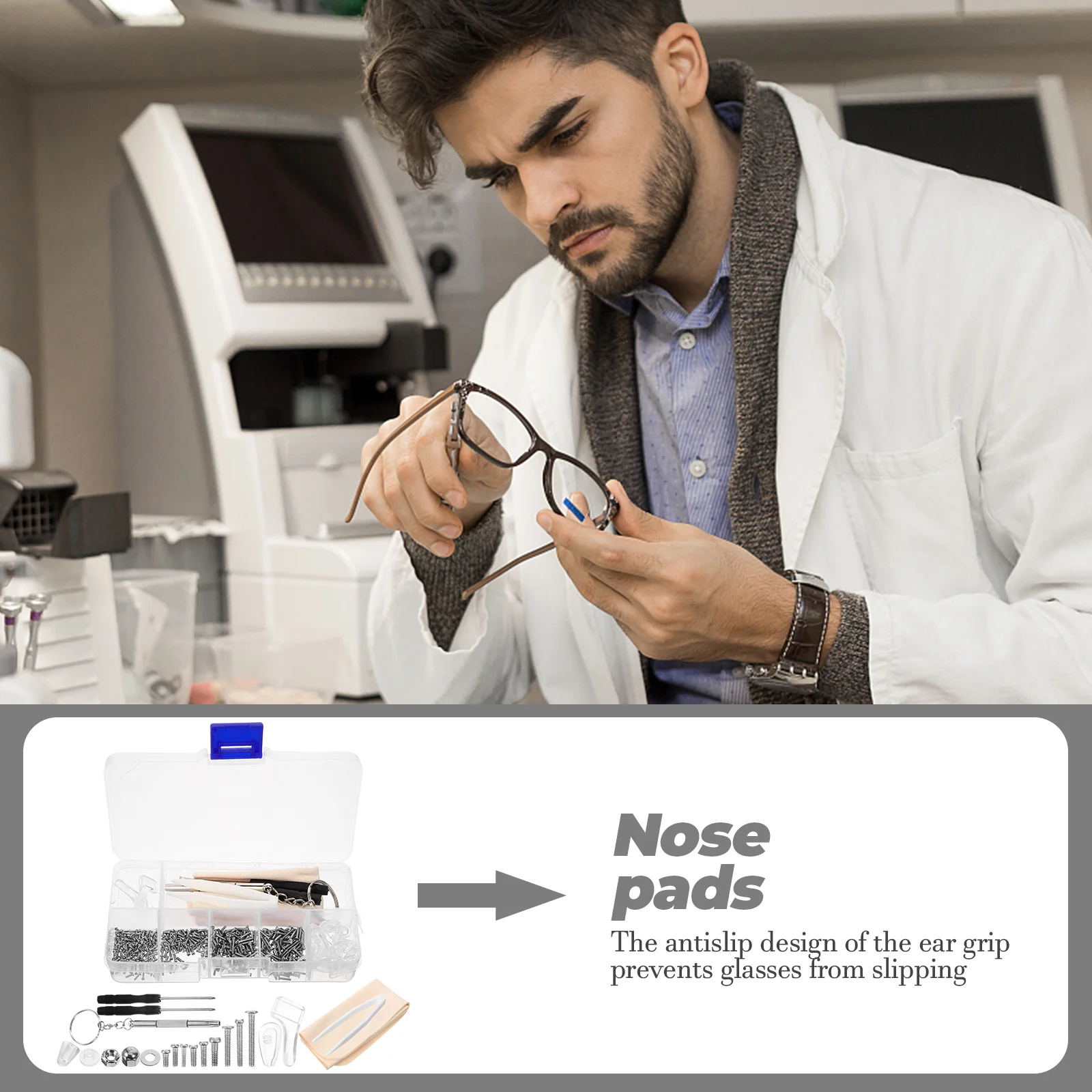 

1 set Eyeglass Nose Pads Set Repair Screws Screwdriver Fixing Sunglasses Accessories Eye Glass Repair Kit Tiny Screws For