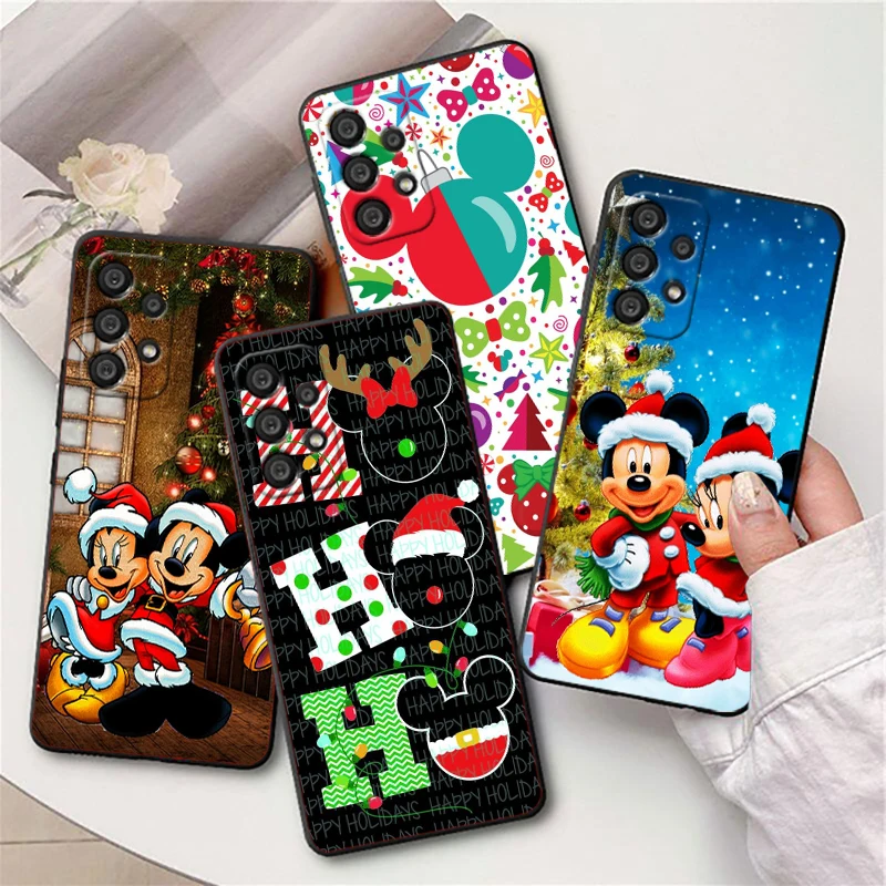 Disney Christmas Mickey Mouse For Samsung A55 A35 A25 A15 A14 A73 A53 A13 A05S A03S A02S A71 A52 A32 Black Soft Phone Case