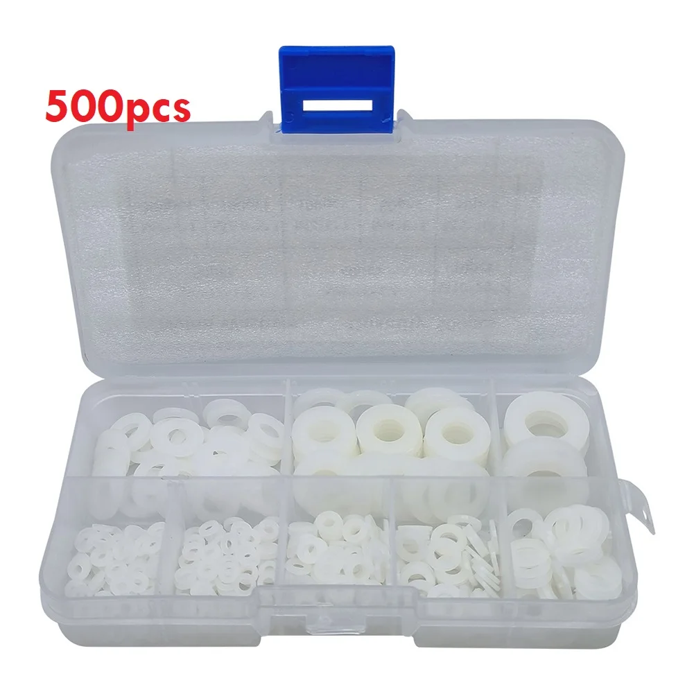 500pcs White Washer Nylon Washer Industrial Fixing Head Washer Mechanical Washer Household Power Tool Accessories