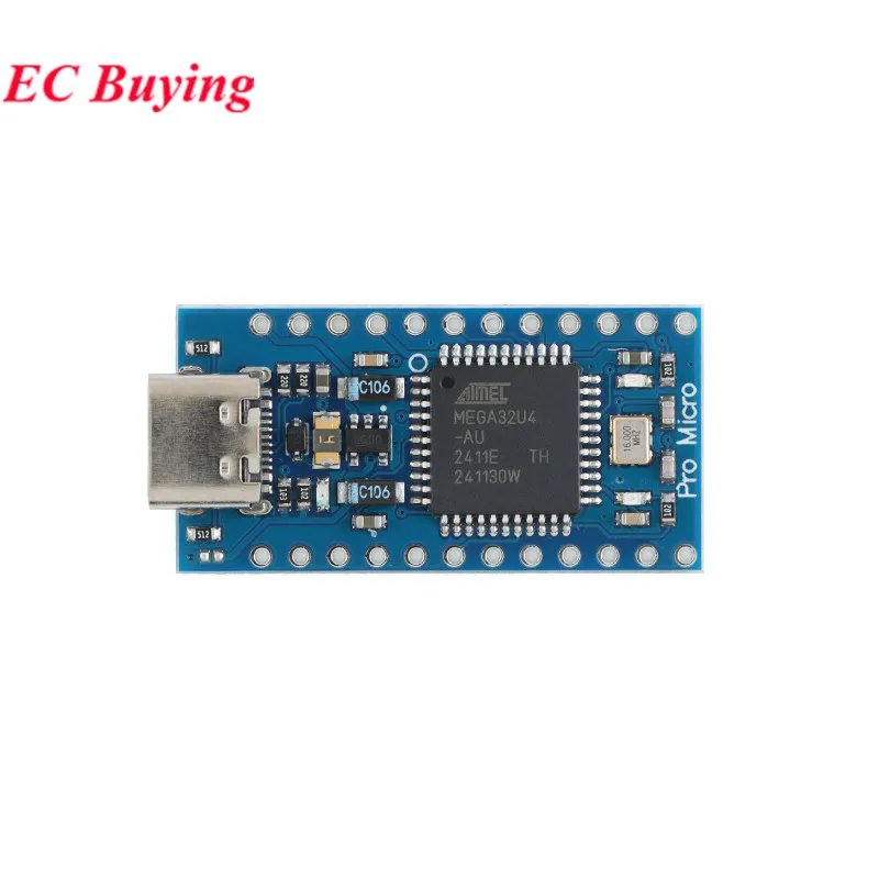 Pro Micro ATMEGA32U4 5V/16MHZ Type-c Mini USB Microcontroller Module for arduino Leonardo UNO R3 Pin Header Replace ATmega328