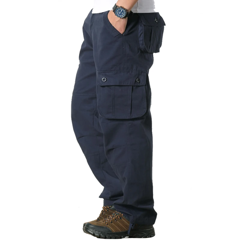 Salopette da lavoro militare primaverile Pantaloni cargo da uomo Pantaloni tattici dritti larghi Pantaloni larghi multitasche in cotone casual Pantaloni lunghi