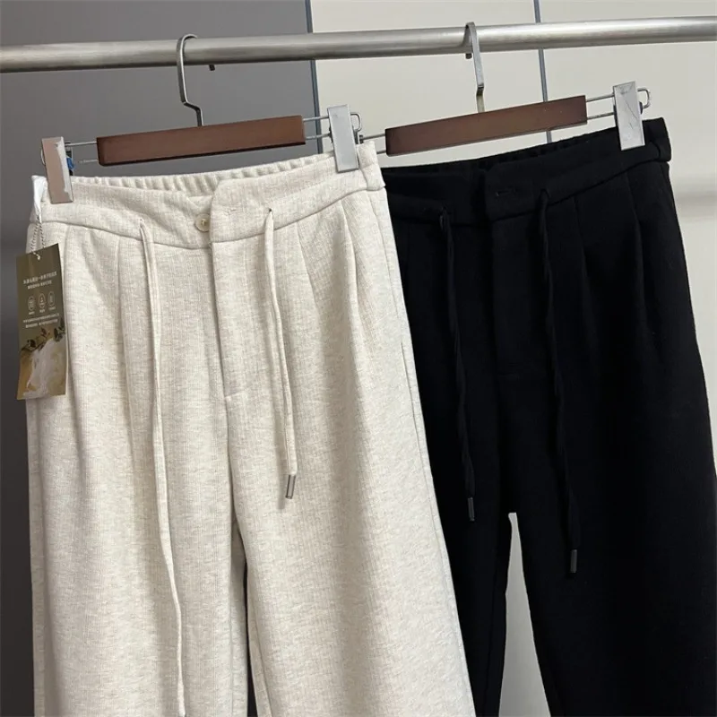 

Women's Autumn and Winter Thick Straight Pants Wool Blend High-waisted Slimming Wide-leg Casual Pants 85052