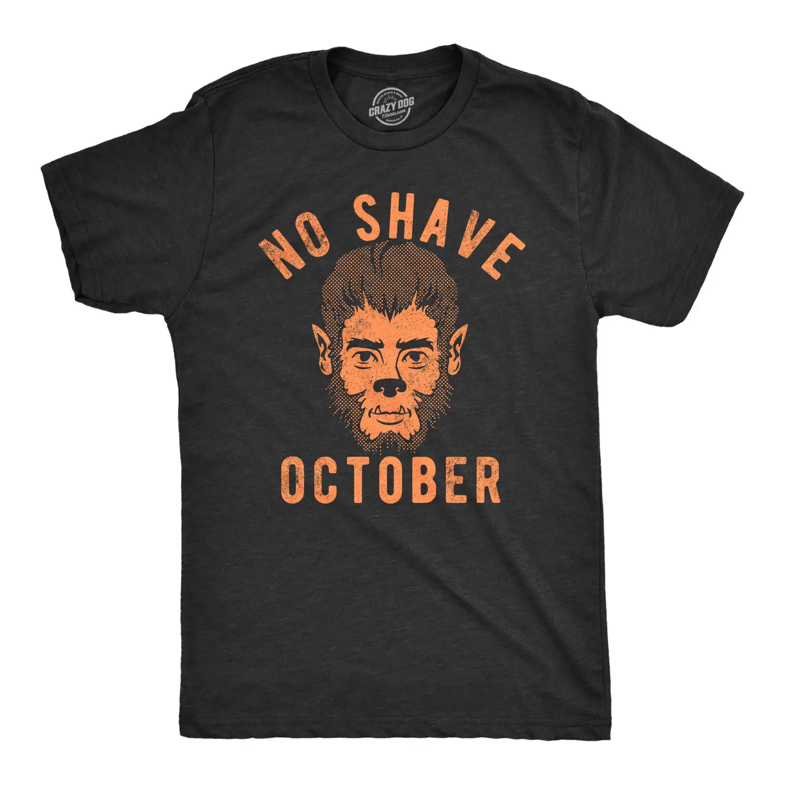 Mens No Shave October T Shirt Funny Halloween Werewolf Beard Joke Tee For Guys