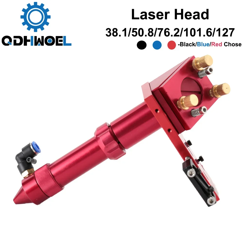 CO2 Laser Head for Focus Lens Dia.20 FL.38.1 76.2 50.8 / 63.5mm & 101.6mm Mirror 25mm Mount for Laser Engraving Cutting Machine