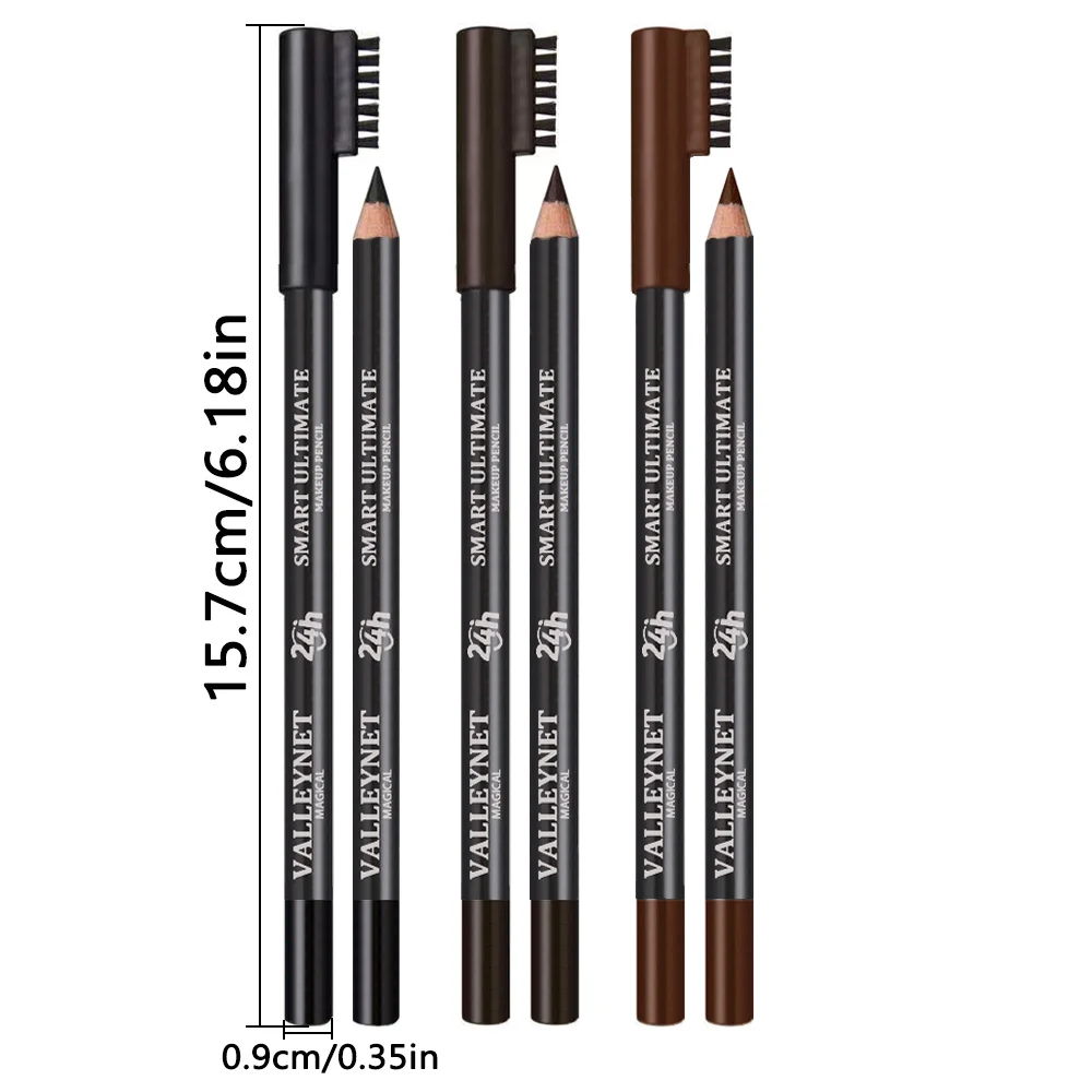 أقلام حواجب خشبية فائقة النعومة مع فرشاة من سلسلة الأسود والبني، لمسة نهائية غير لامعة، تركيبة مكياج عيون مقاومة للماء تدوم طويلاً #4