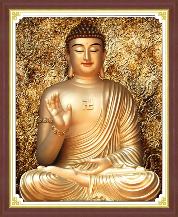 

Royal MonaLisa Premium Hand Embroidery Cross Stitch Kit Buddha in Living Room Wall Hanging Art Non Finished Piece Cotton Fabric