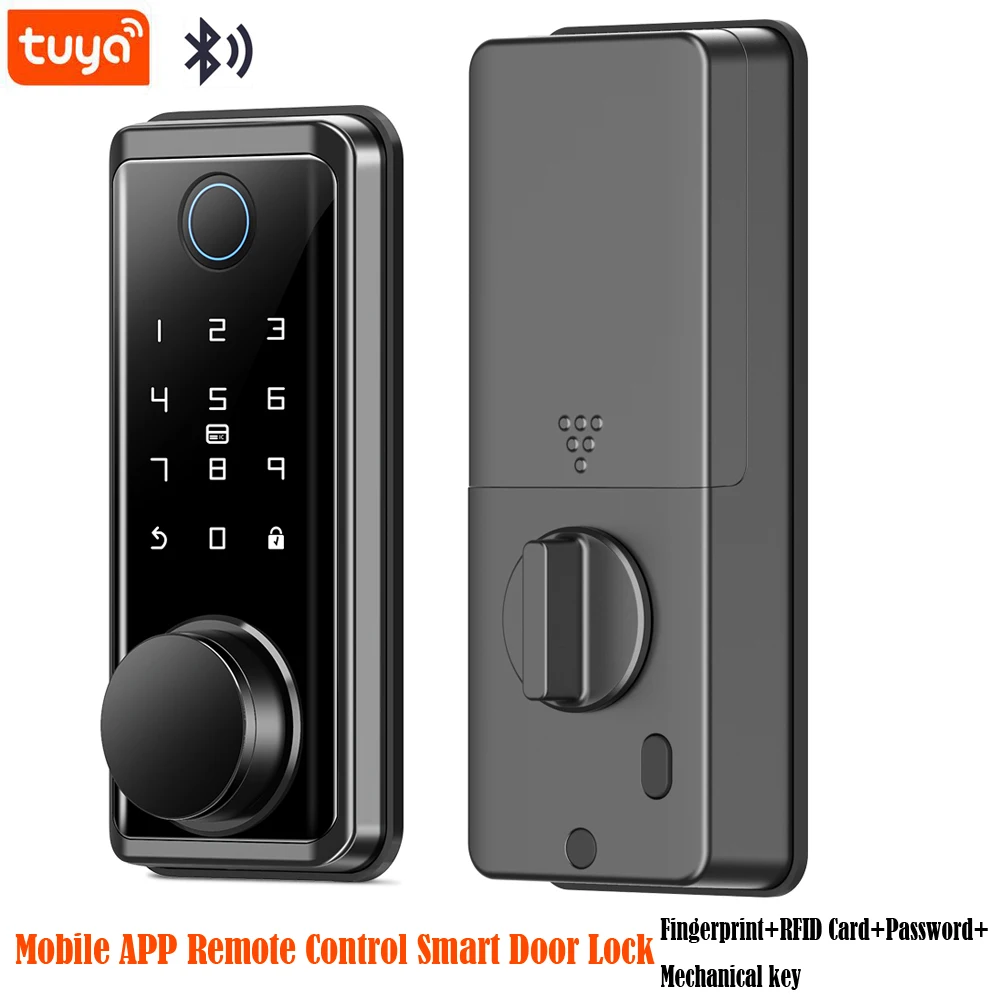 New Fingerprint Electronic Door Lock Smart Bluetooth Password Handle Lock Tuya APP Remote Unlock Mechanical Key Entry