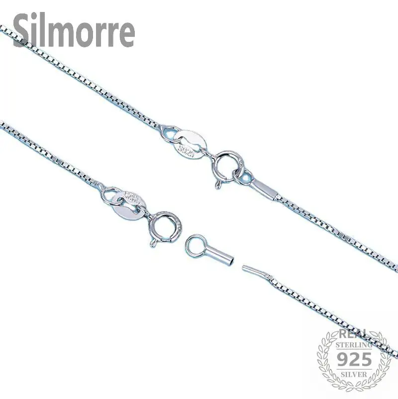 

925 Sterling Silver Box Chain for DIY Necklace Jewelry Making Fine Jewelry Accessories