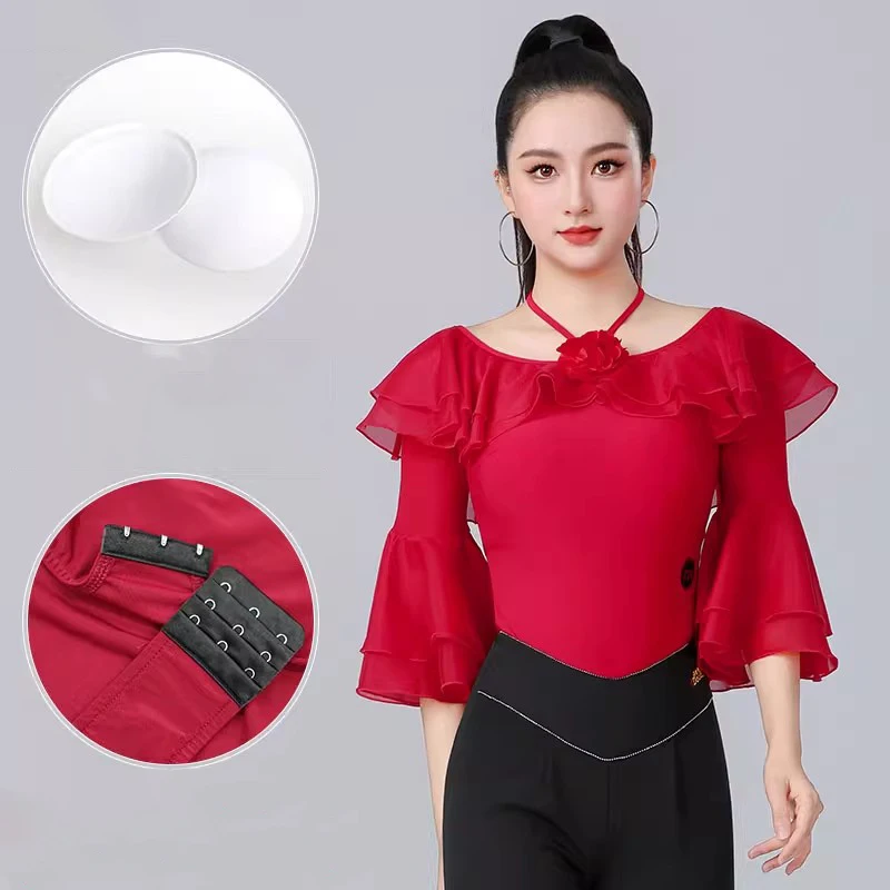 2025 neue Latin Dance Tops Trikot Kostüme Frauen Leistung Ballsaal Praxis Kleidung Standard Walzer Tanzen Shirts Body