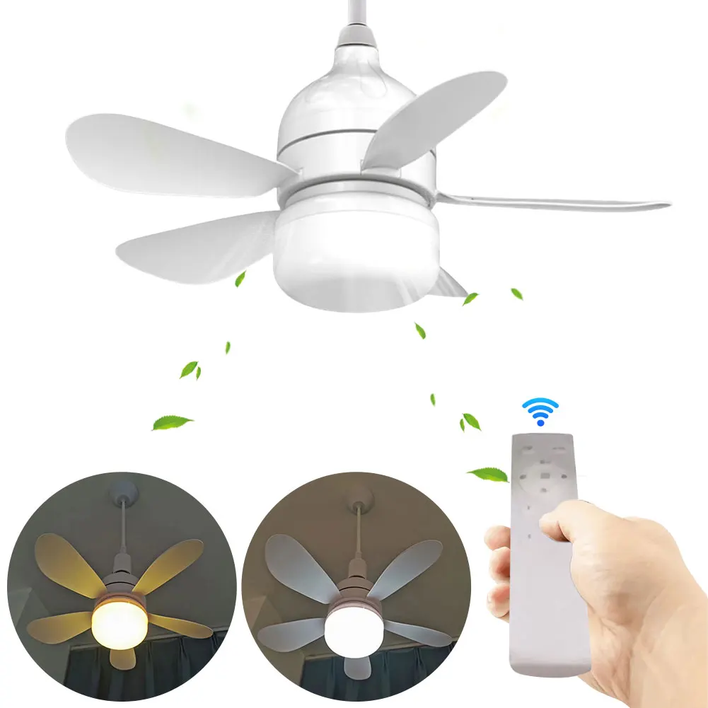 

Socket Ceiling Fans with Lights E27 Base Wireless Remote Control Light Bulb Fan Dimmable for Bedroom Living Room Kitchen Balcony