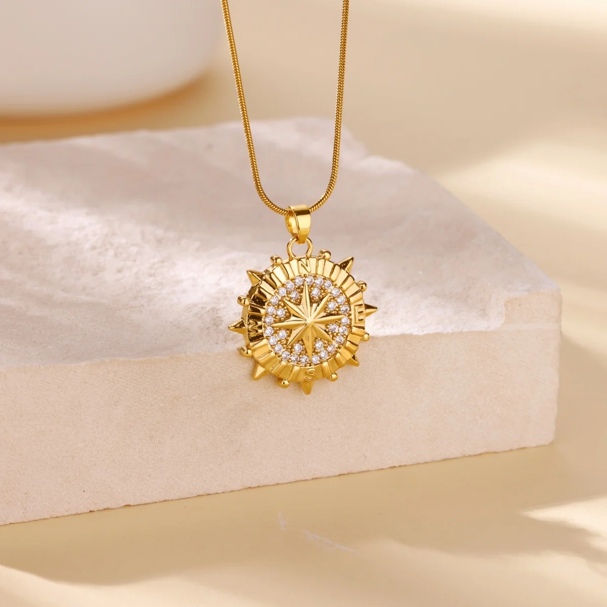 Stainless Steel Compass octagonal star Heart Rate Necklaces for Women Charm Pendant Chain Party  Jewelry Gift 2025 New Trendy