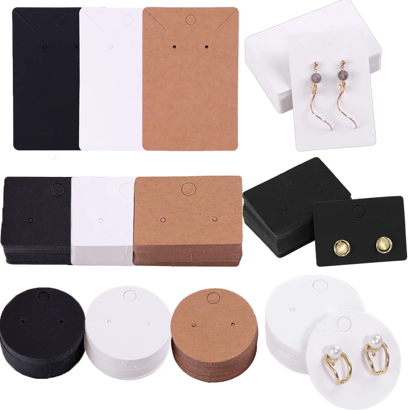 

50pcs/Lot Earrings Necklaces Display Cards For Jewelry Organizer Self-Seal Packaging Cardboard Hang Tag Card Ear Stud Paper 2030