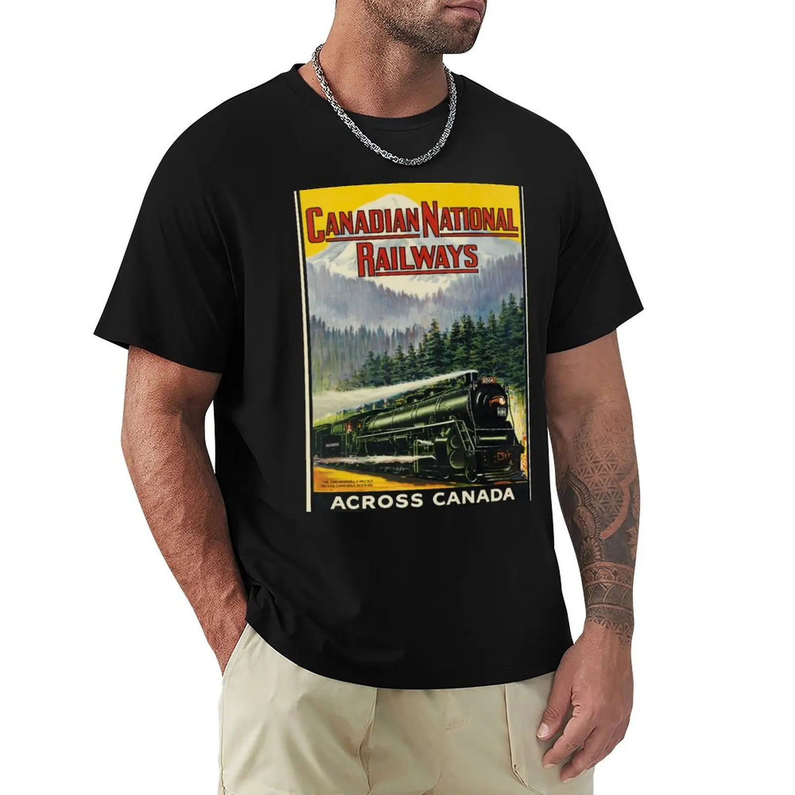 Across Canada vintage travel poster T-Shirt Plus Size Basic Short Sleeve Top