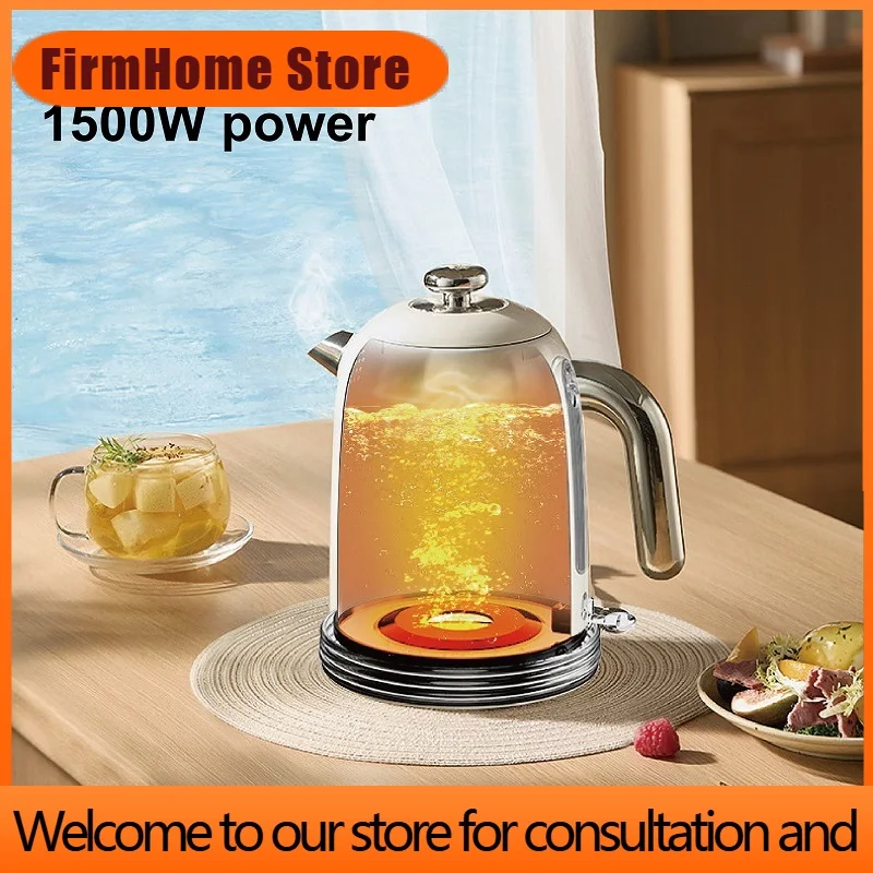 FirmHome Store1.5L Vintage Retro Electric Kettle 304 Stainless Steel Teapot Water Boiler Quick Boiling Long-term Insulation Coff