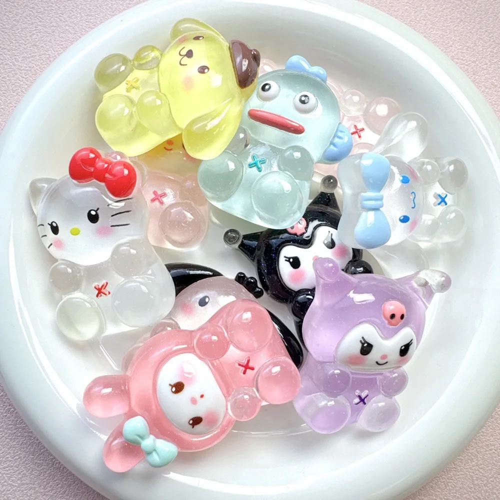 الراتنج يتوهج في الظلام شفافة الكرتون الحيوان مصغرة سحر مسطح، DIY الثلاجة المغناطيس الديكور، كابوشون لسكرابوكينغ #3