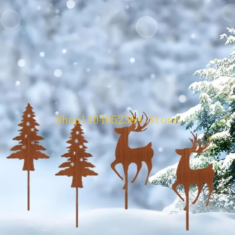 652F Weihnachtsdekorationen für den Außenbereich, Gartenpfähle, Metallflammenpfähle, Mehrzweck-Hofschilder für die Haustür, den – Detail 4