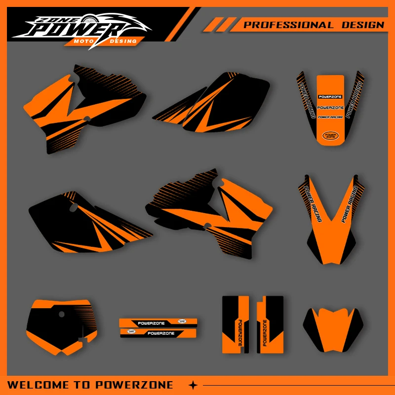 

POWERZONE Motocross Team Graphics Background Sticker Decal Kits For KTM 2008 2007 2006 2005 2004 2003 2002 SX50 Customized 02