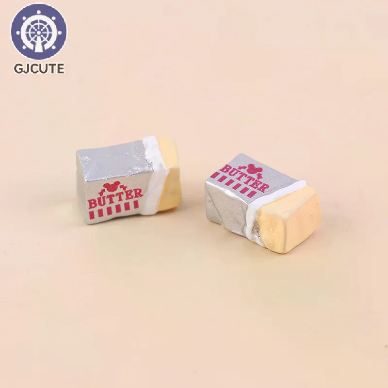 6 Peças de Alimentos de Simulação em Miniatura: Manteiga, Pão e Utensílios de Mesa para Brincadeira de Faz de Conta, DIY, Casa de Bonecas e Brinquedo de Café da Manhã