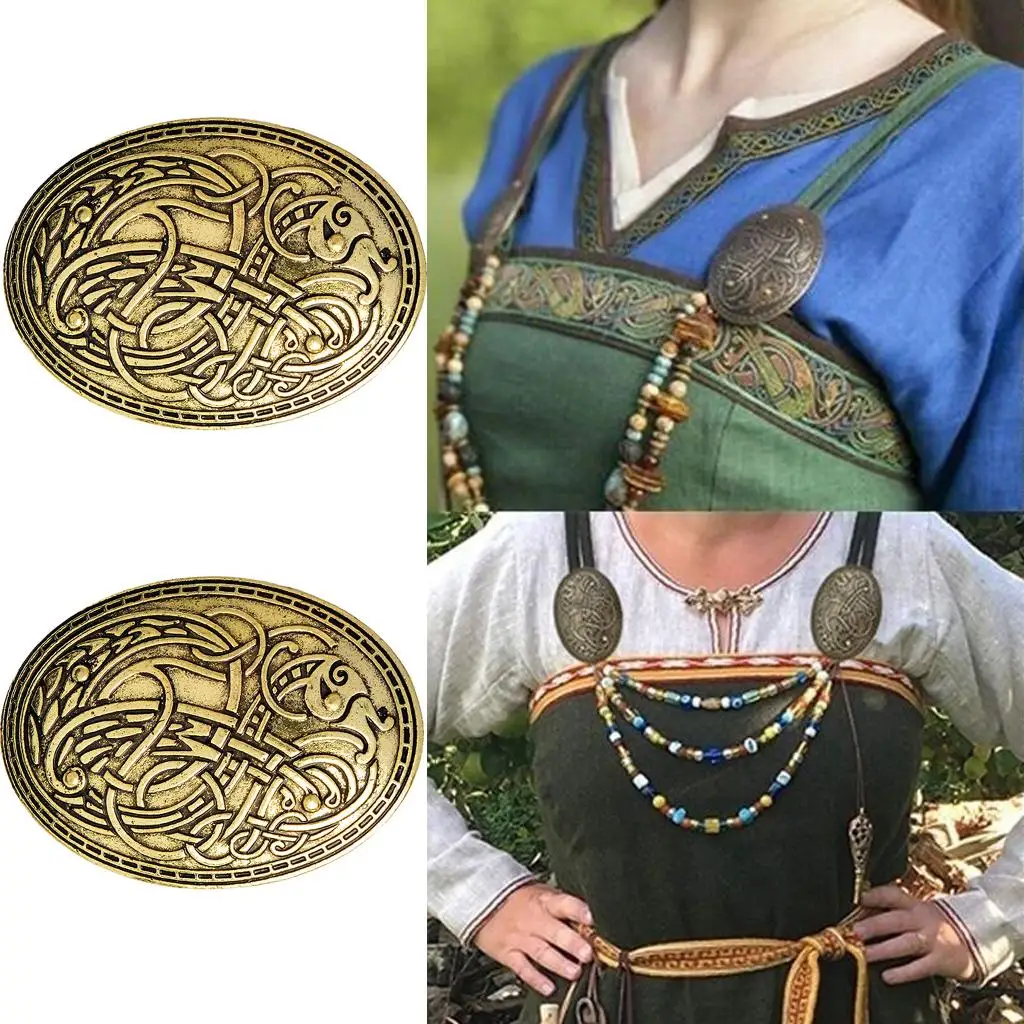 2x Wikinger-Brosche, Kleidungsverschlüsse, Umhang, Schal, Schal, Retro nordischer Broschen-Abzeichen-Schmuck