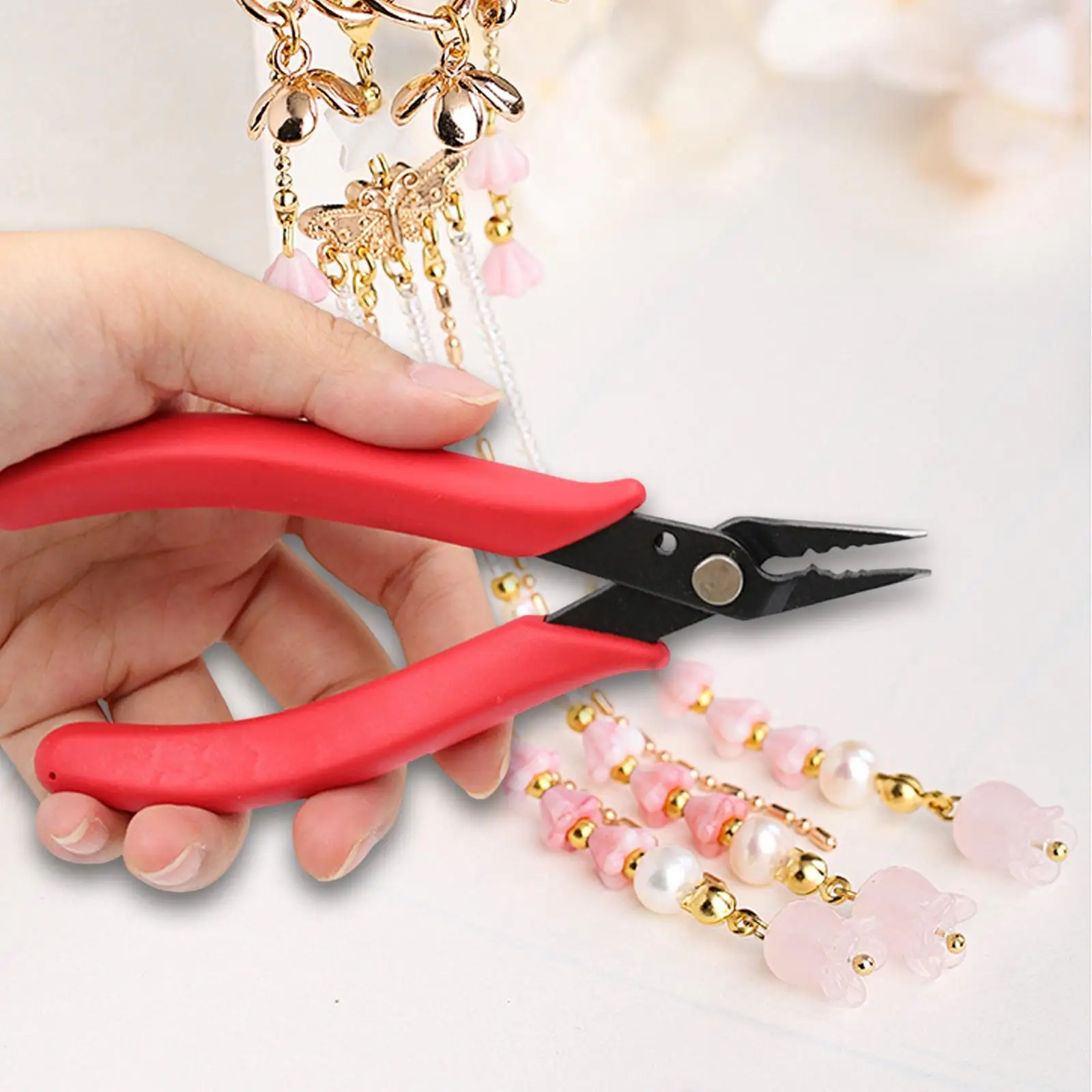 เครื่องประดับคีมคีมแบนลูกปัด CRIMPING เครื่องมือสําหรับต่างหู Crafting สร้อยคอ