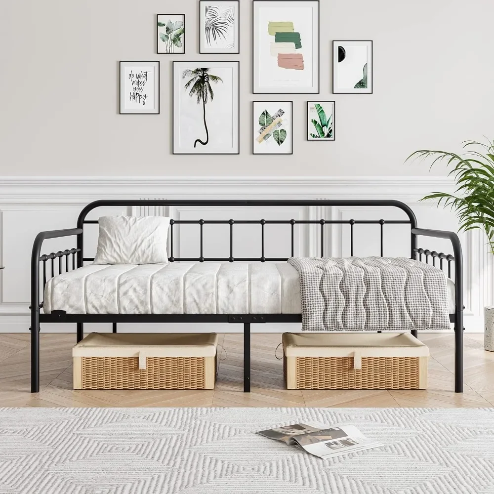 Metall Daybed Rahmen Twin Größe mit Stahl Lamellen Plattform Möbel, schwarz…