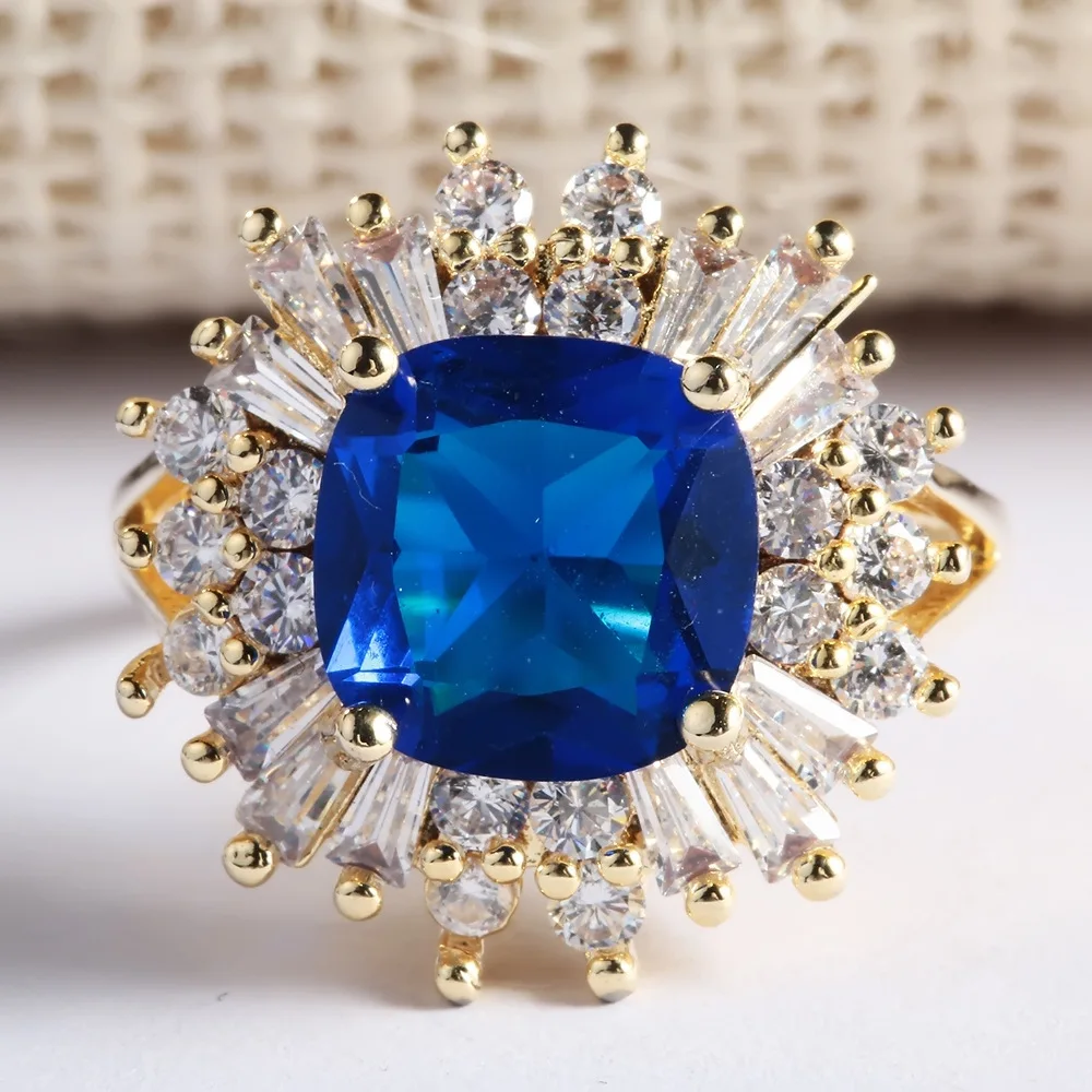 

Моющееся персонализированное кольцо с позолоченным темно-синим топазом, встроенным Wi-бестселлером, аксессуар Sli для повседневного ношения