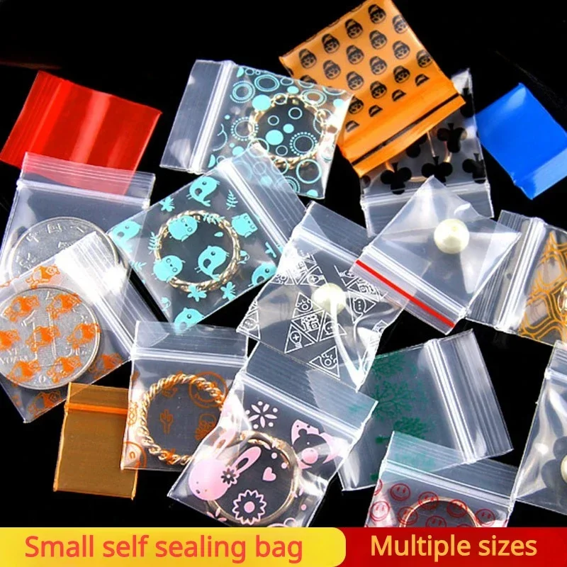 

500pcs Mini Self Sealing Bag Colour Storage Packaging Sealing Bags Lovely Plastic Jewelry Transparent Thick Zipper Packaging Bag