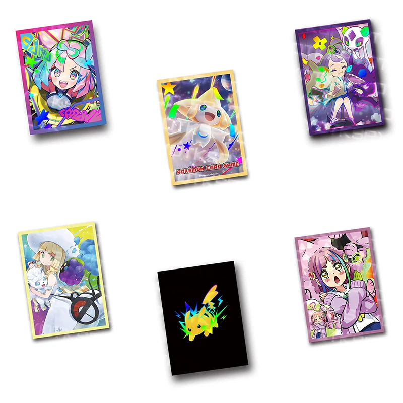 60 Pz/set 67x92mm Anime Pokemon Gioco PTCG Flash Card Manica Pikachu Jirachi Gengar Iono Lillie Acerola Hobby Da Collezione Giocattoli