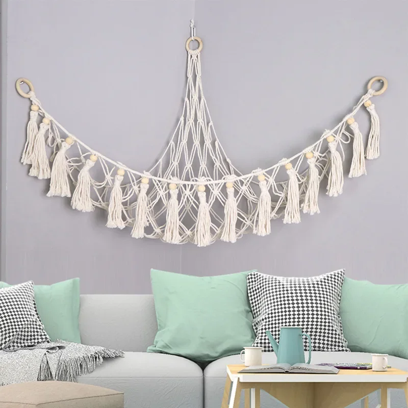 

Plush Toy Hammock Stuffed Animal Wall Decor Net Macrame Creative Toy Net Holder Corner Hanging Mesh Soft Storage Organizer