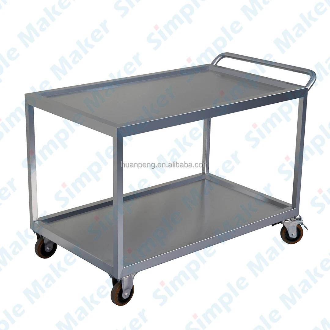 Stainless Steel 304 Two Shelves Medical Instrument Laboratory Hospital Trolley Cart