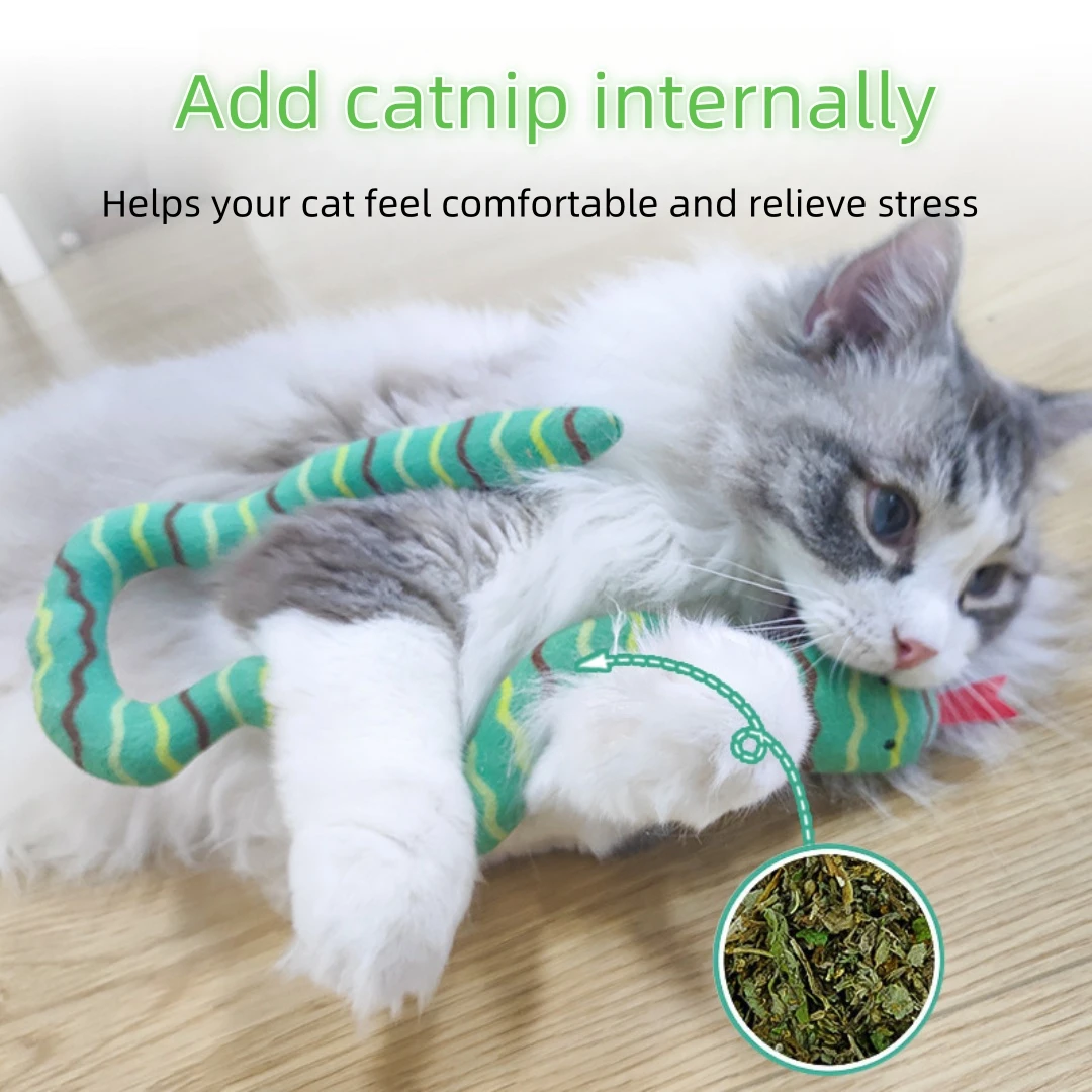 Pet Plush Snake Catnip Self - High Teething Bite-Resistant Toy