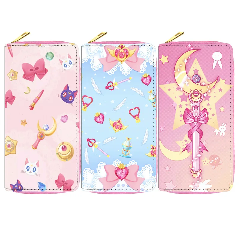 Sailor Moon Women\'s Wallet Cute Cartoon Portable PU Coin Purse Long Student Large Capacity Cosmetic Bag Money Clip Birthday Gift