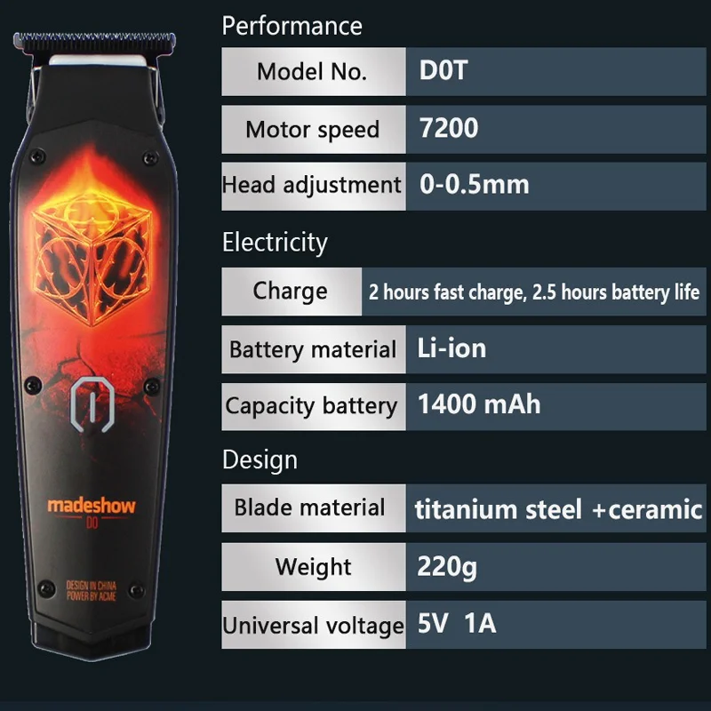 Madeshow D0T M11 7200RPM Pemotong Rambut Profesional Gradien Pria Ukiran Cukur Rambut Clipper Rambut Clipper Pemangkas Rambut