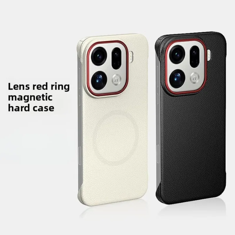 

Magnetic Case For OPPO Find X9 Pro x9 Luxury Leather Borderless Magnet Back Cover For Opoo Find X 9 Wireless Charging Funda
