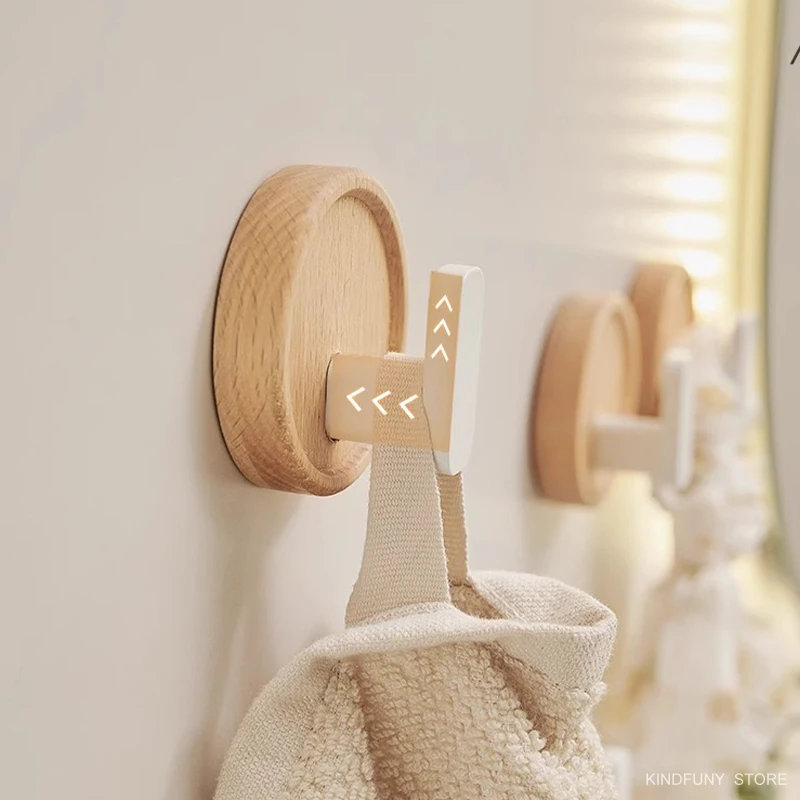 New Wood Decorative Hooks Circular Wall Hanging Clothes Keys Towels Storage Hooks For Bathroom Kitchen Accessories Organization