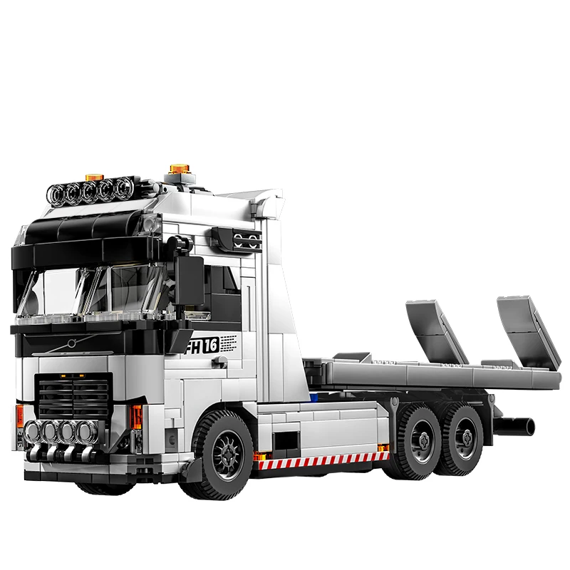 670 個ヘビーデューティーレッカー車ビルディングブロックテクニカルフラットベッド牽引車両 MOC 建設レンガモデルおもちゃ子供のギフト