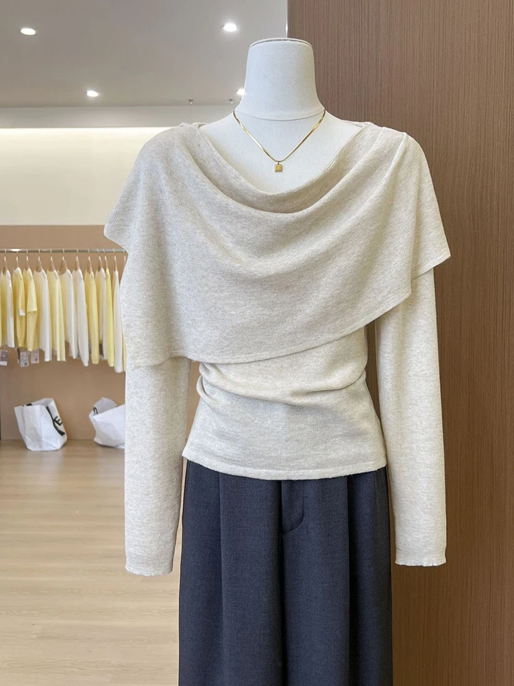 Simple Slim Fit Sweater Women Chic Early Autumn Office Lady Bottoming Pullovers Long Sleeve O Neck Solid Fashion Elegant Jumpers