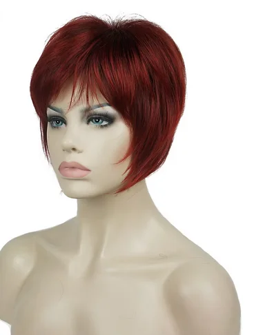 Synthetic Wig Women's Burgundy/Blonde Natural Wigs Short Straight Wigs