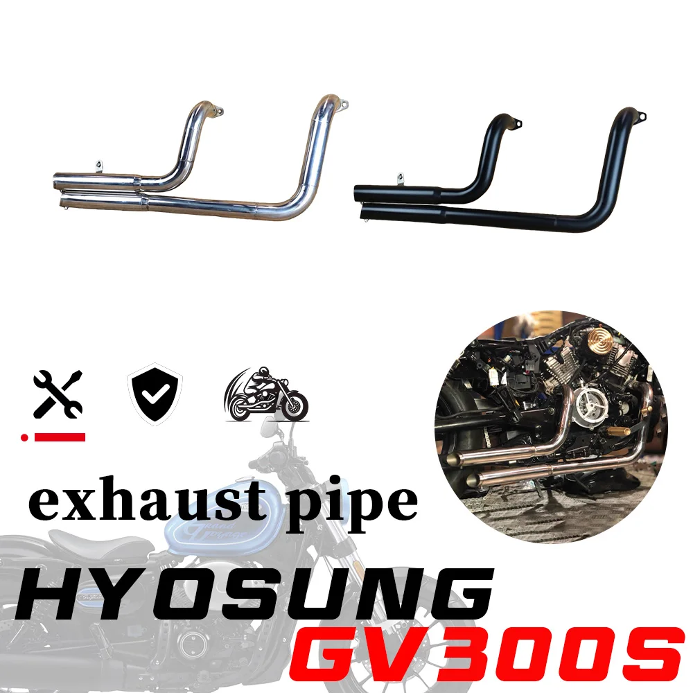 

Для мотоцикла HYOSUNG GV300s двойная выхлопная труба, двойная выхлопная труба в стиле ретро с двойными глушителями, задняя часть прямого выхлопа gvs300