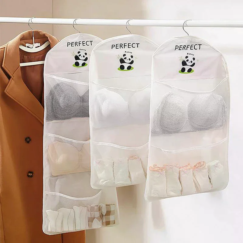Breathable Mesh Wall Hanging Bag For Underwear Socks Household Closet Underwear Storage Organization Laundry Basket For Toy Doll