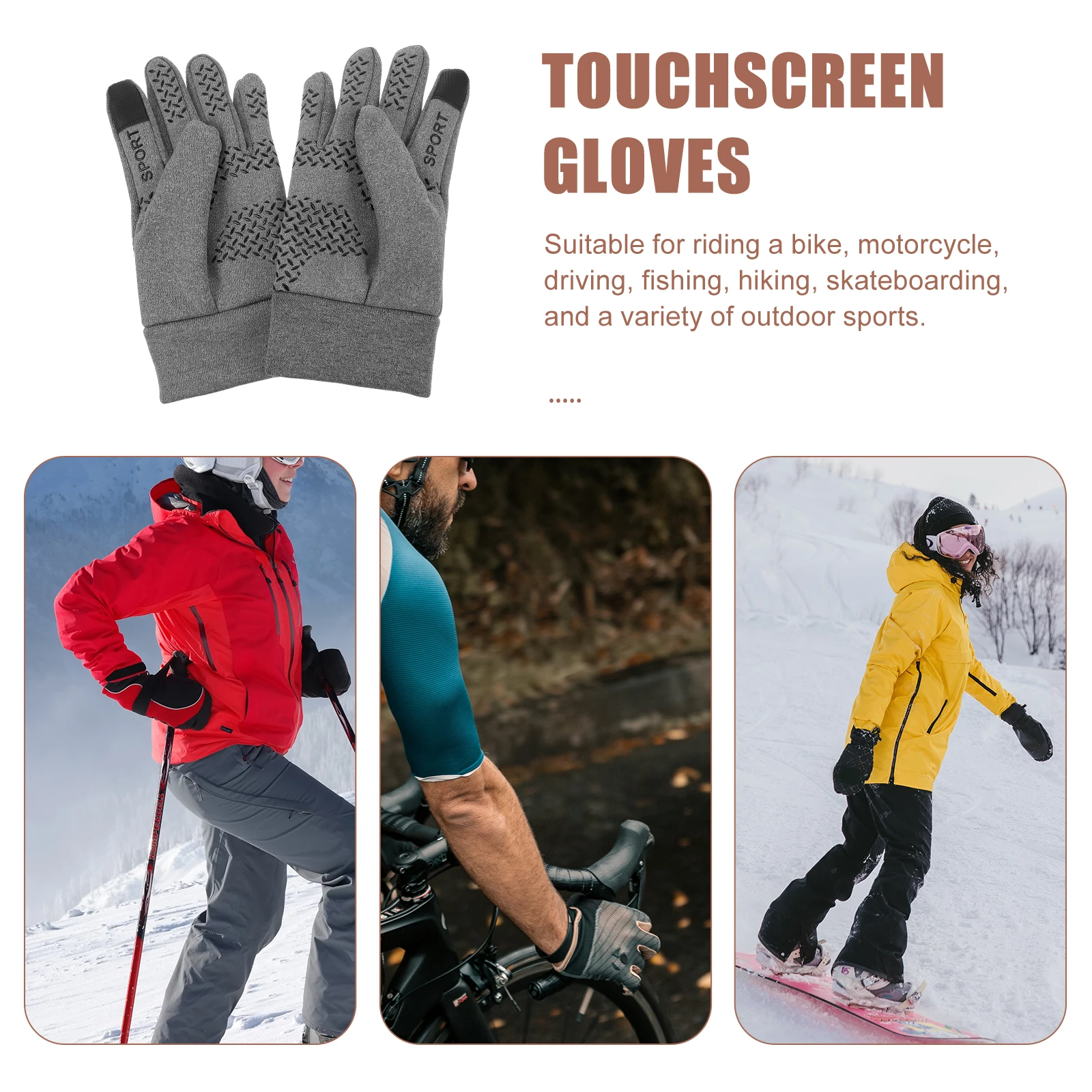 

Warm Touchscreen Men Grey XL Size Waterproof Windproof Cycling Skiing Winter Outdoor Sports Winter Gloves Men Gloves